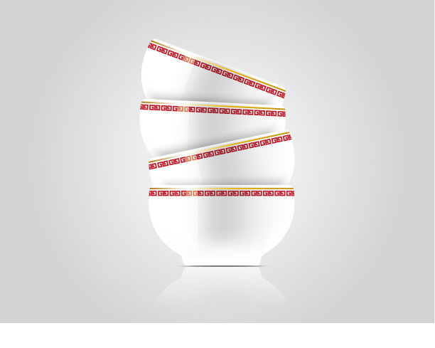 逼真的碗日式和中餐图片下载