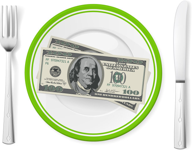 钞票上印着白色的盘子图片下载