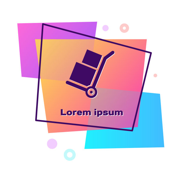 紫色手推车和箱子图标孤立在白色图片下载