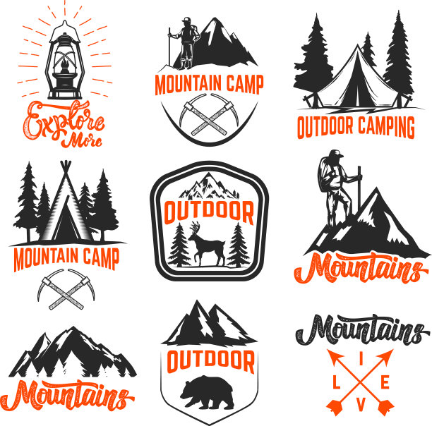 户外旅游山地露营标志图片下载