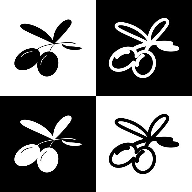 橄榄标志黑色和白色图片下载