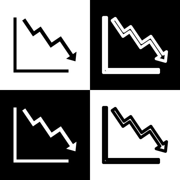 向下箭头显示危机趋势图片下载