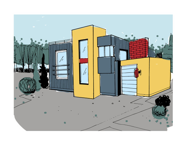 手绘别墅现代私人住宅图片下载