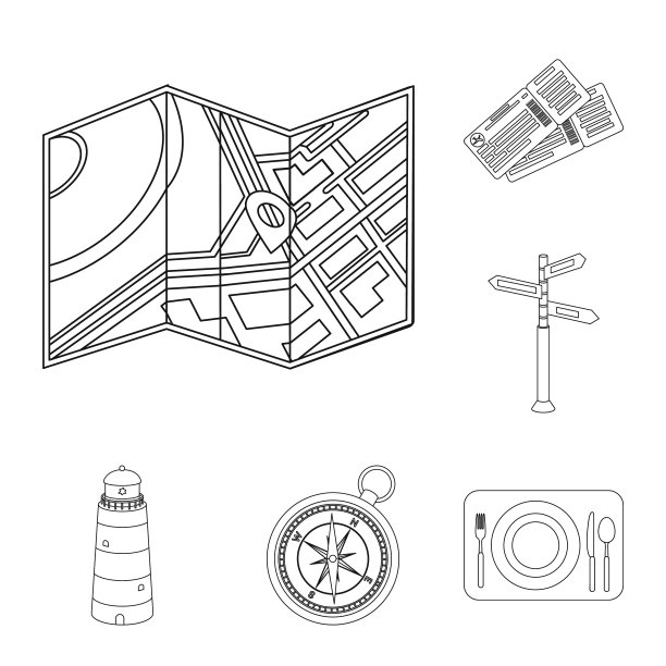 休息和旅行的轮廓图标集合图片下载