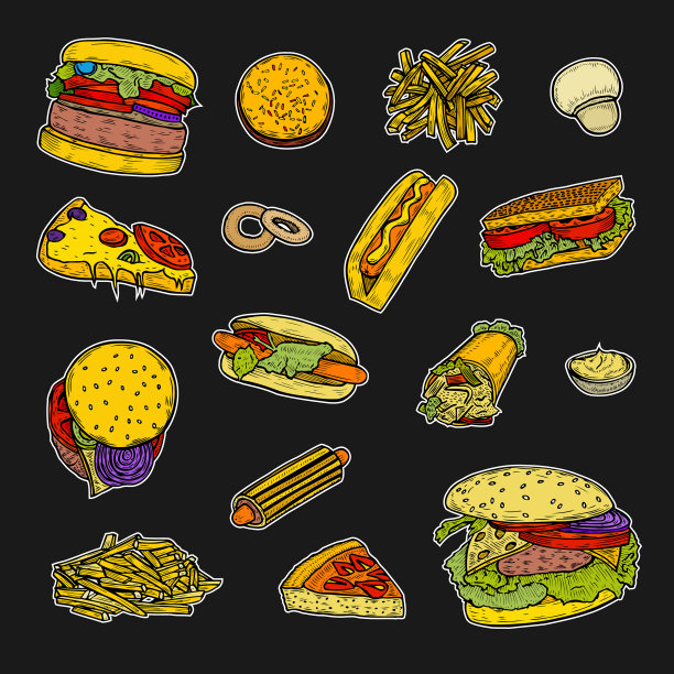 快餐食品集图片下载