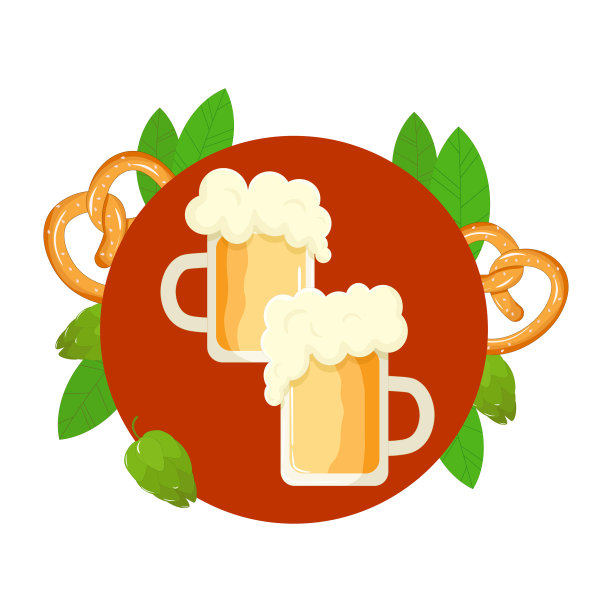 明亮美丽的啤酒绿叶子椒盐卷饼图片下载