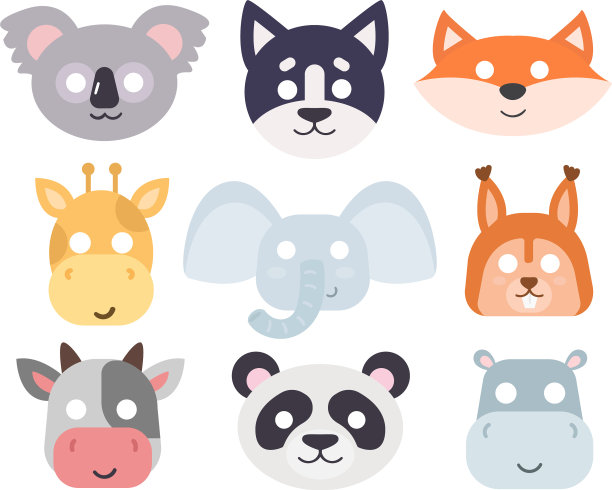 动物狂欢面具设节日图片下载