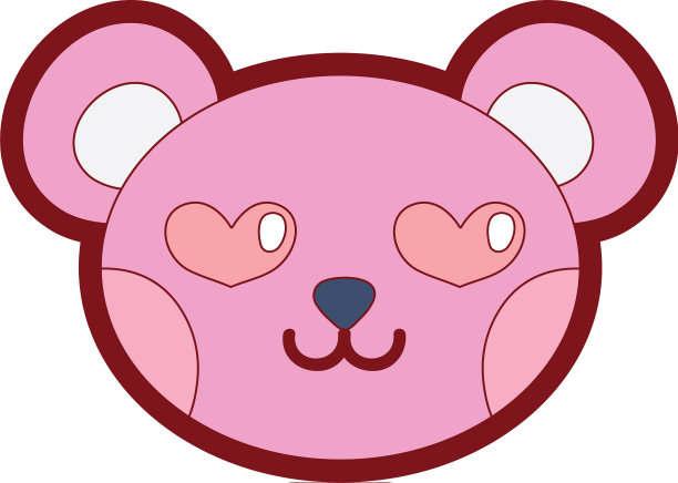 线彩色珐琅小熊头可爱的动物图片下载