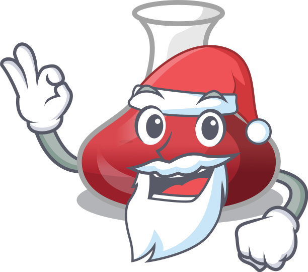 圣诞老人红葡萄酒酒瓶上隔离吉祥物图片下载