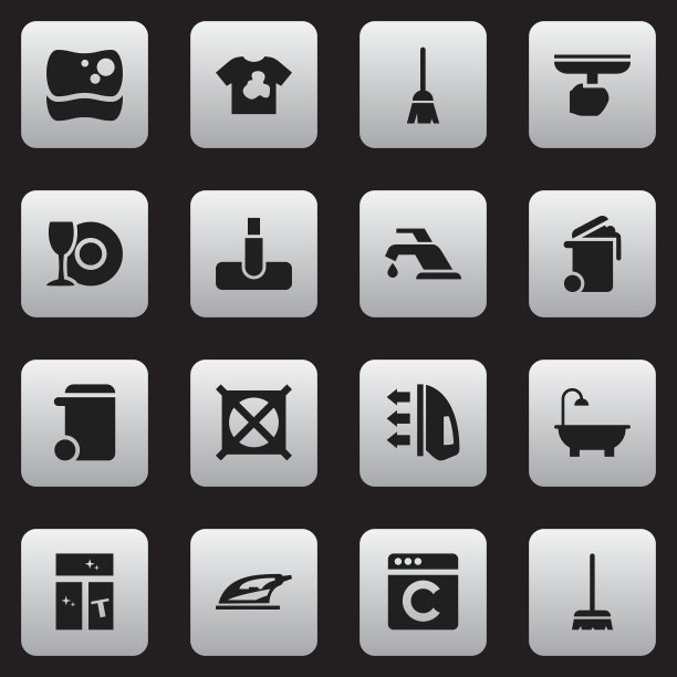 一组16可编辑的清理图标包括符号图片下载