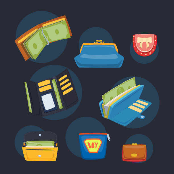 钱包，装有购物用的钱的钱包图片下载