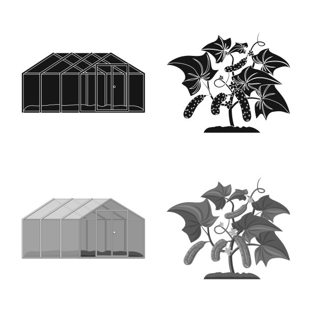 温室和植物标志集的设计图片下载