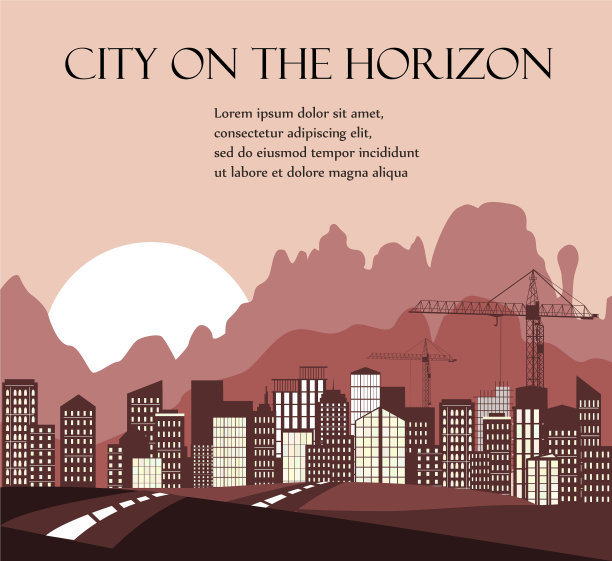 城市背景路通往城市山图片下载