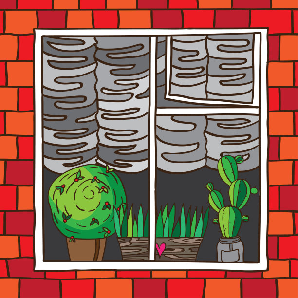 窗户上有盆花图片下载