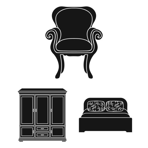 家具和室内黑色图标设置图片下载