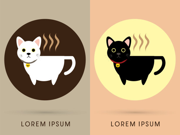 黑白猫咖啡杯图片下载