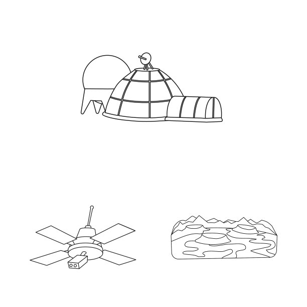 孤立物体空间和星系符号集合图片下载