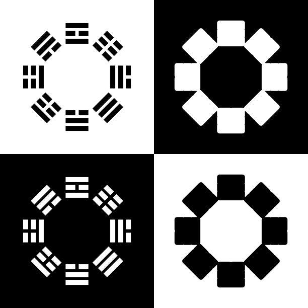 黑白八卦符号图标和线条图片下载