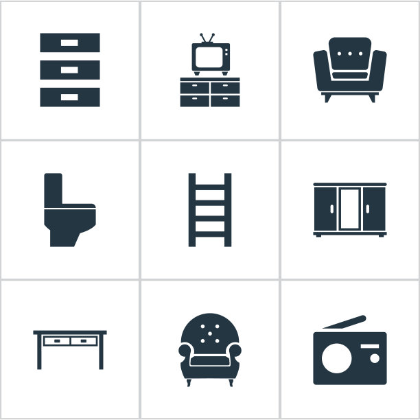 一套简单的家具图标图片下载