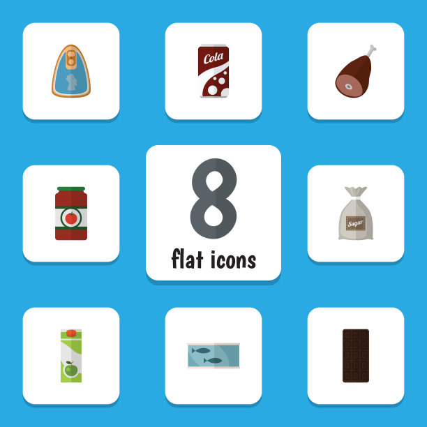 扁平图标食品罐头鸡番茄酱图片下载