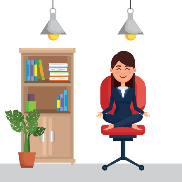 商务女性在办公椅上练习瑜伽图片下载