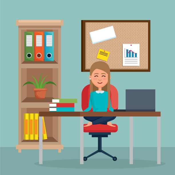 商务女性在办公椅上练习瑜伽图片下载