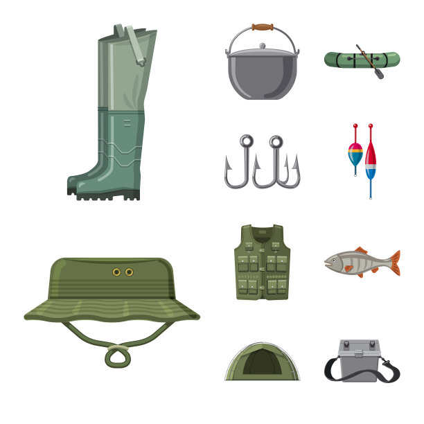 鱼的设计和钓鱼图标的设置图片下载