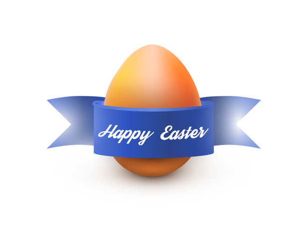 白色上孤立有蓝丝带的复活节彩蛋图片下载
