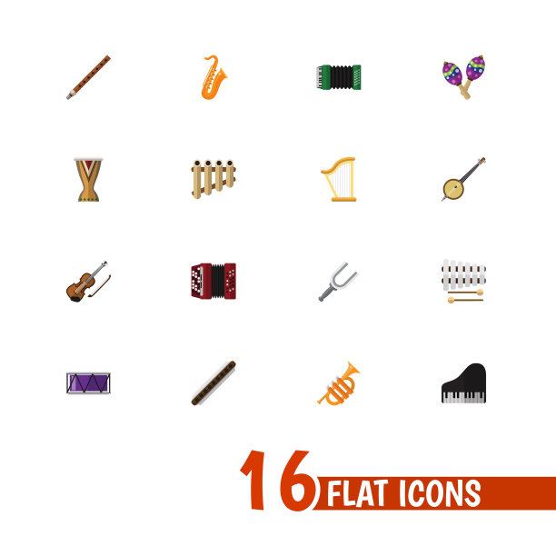 一组16可编辑的媒体图标包括符号图片下载