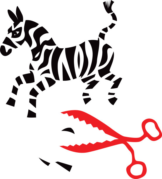 用红剪刀剪斑马图片下载