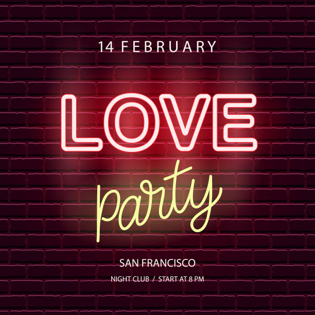 爱情派对霓虹标志图片下载
