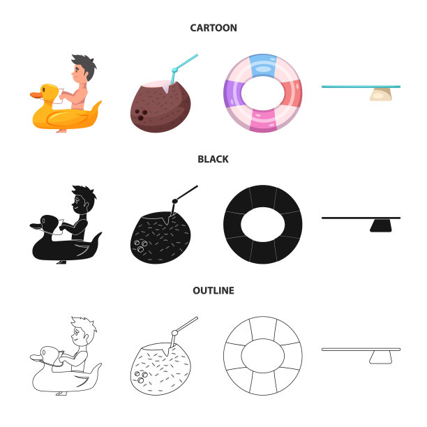 游泳池和游泳标志集图片下载