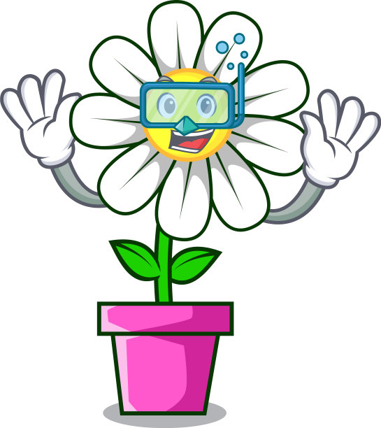 潜水雏菊花人物卡通图片下载