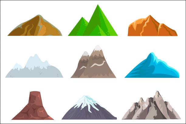 卡通山和群山孤立图片下载