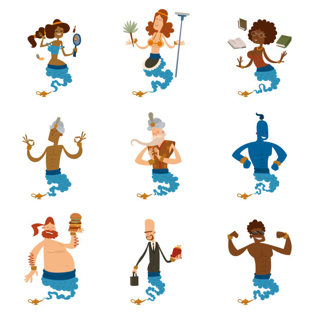 卡通精灵人物神灯图片下载