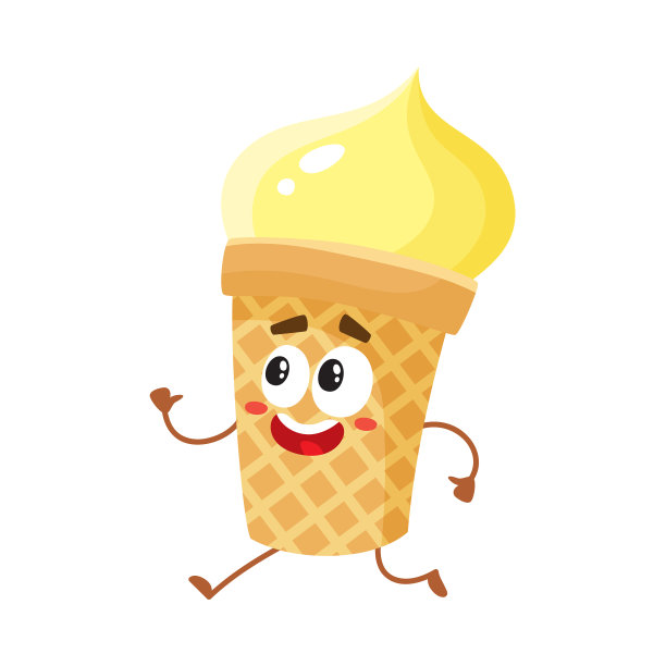 滑稽微笑的黄色冰淇淋在威化图片下载