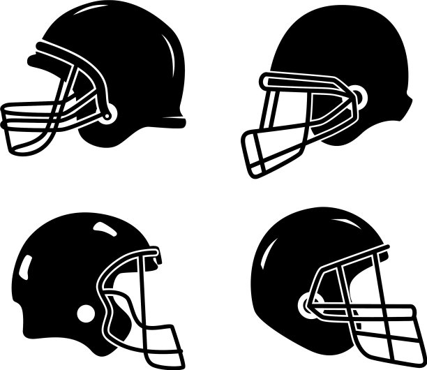 一套头盔为美式橄榄球隔离上图片下载