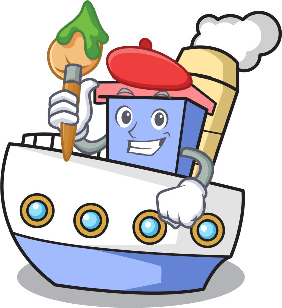 艺术家船人物卡通风格图片下载