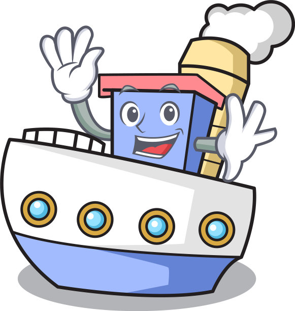 波浪船卡通人物风格图片下载