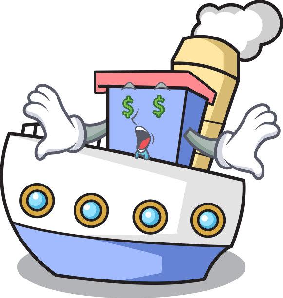金钱眼船吉祥物卡通风格图片下载
