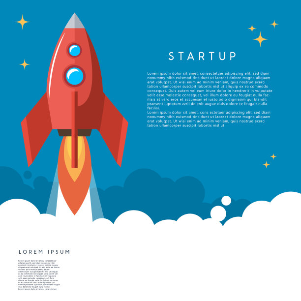 启动火箭发射卡通风格图片下载