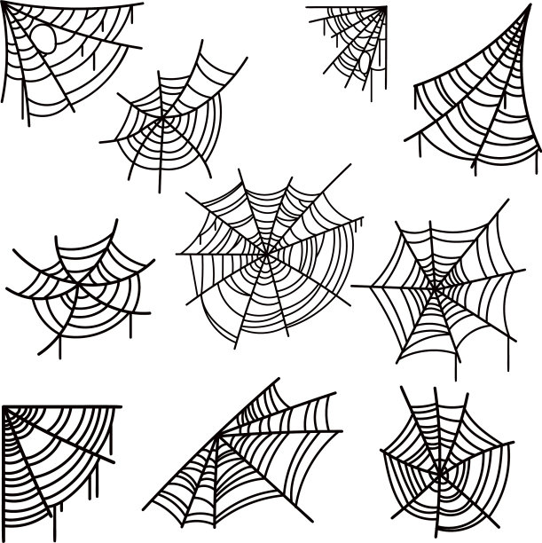 一套万圣节蜘蛛网在灯光背景图片下载