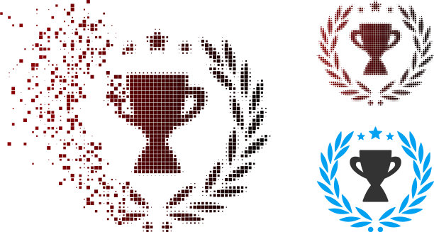 分解像素半色调荣耀徽章图标图片下载