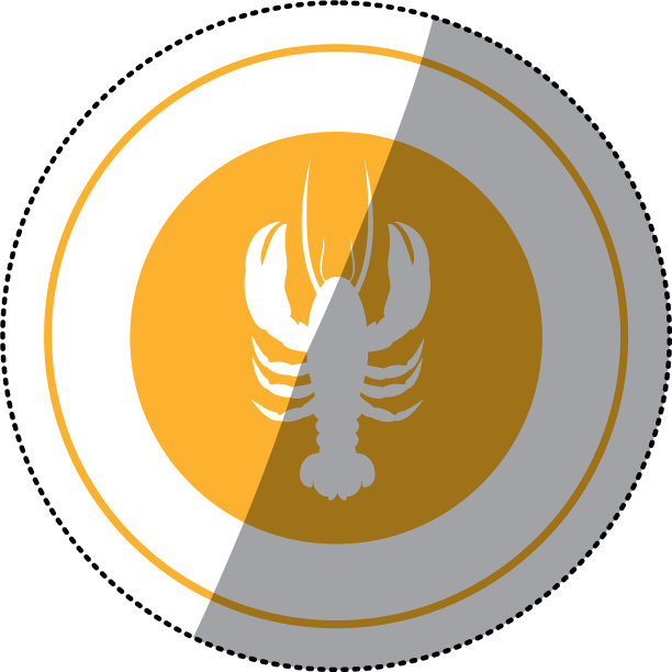 贴纸剪影龙虾在圆形框架图片下载