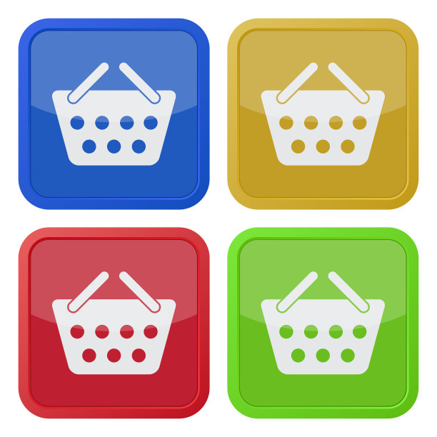 四个方形的颜色图标购物篮图片下载