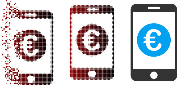 损坏的像素半色调欧元移动平衡图标图片下载
