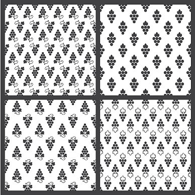 一套单色无缝葡萄图案图片下载