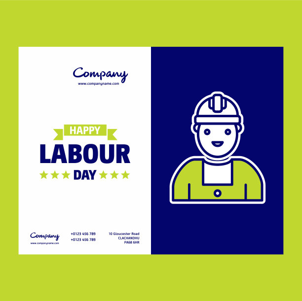 以绿色和蓝色为主题的劳动节快乐设计图片下载