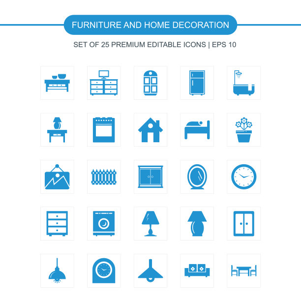 家具和家居装饰的图标蓝色图片下载