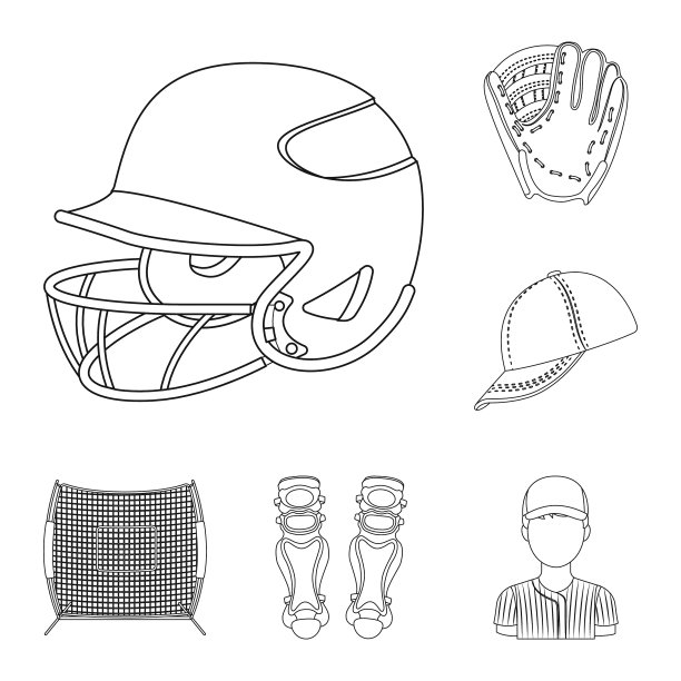 棒球和属性轮廓图标设置图片下载
